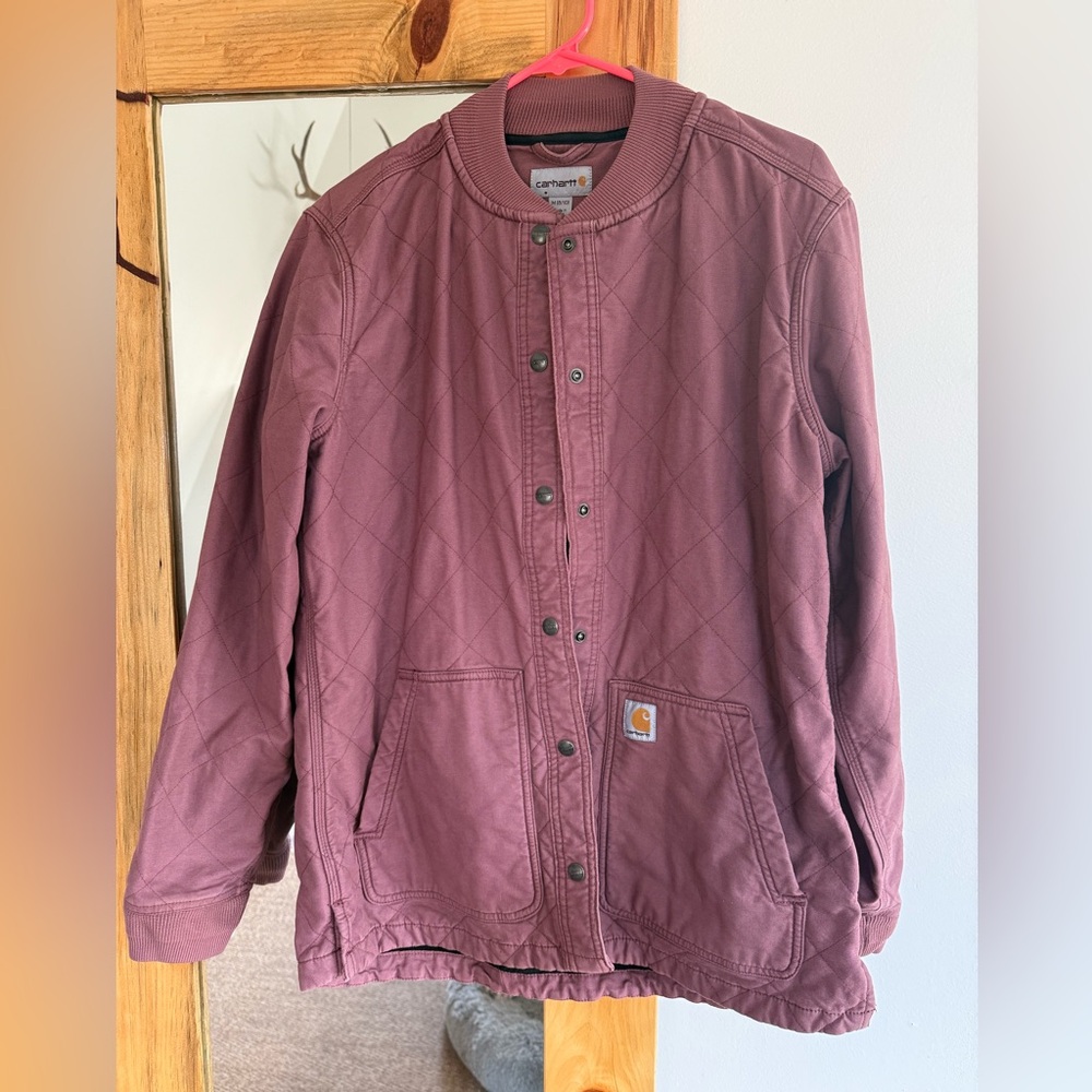 Carhartt Relaxed Fit Canvas Rib Collar Fleece Lined Shirt Jacket - Size M